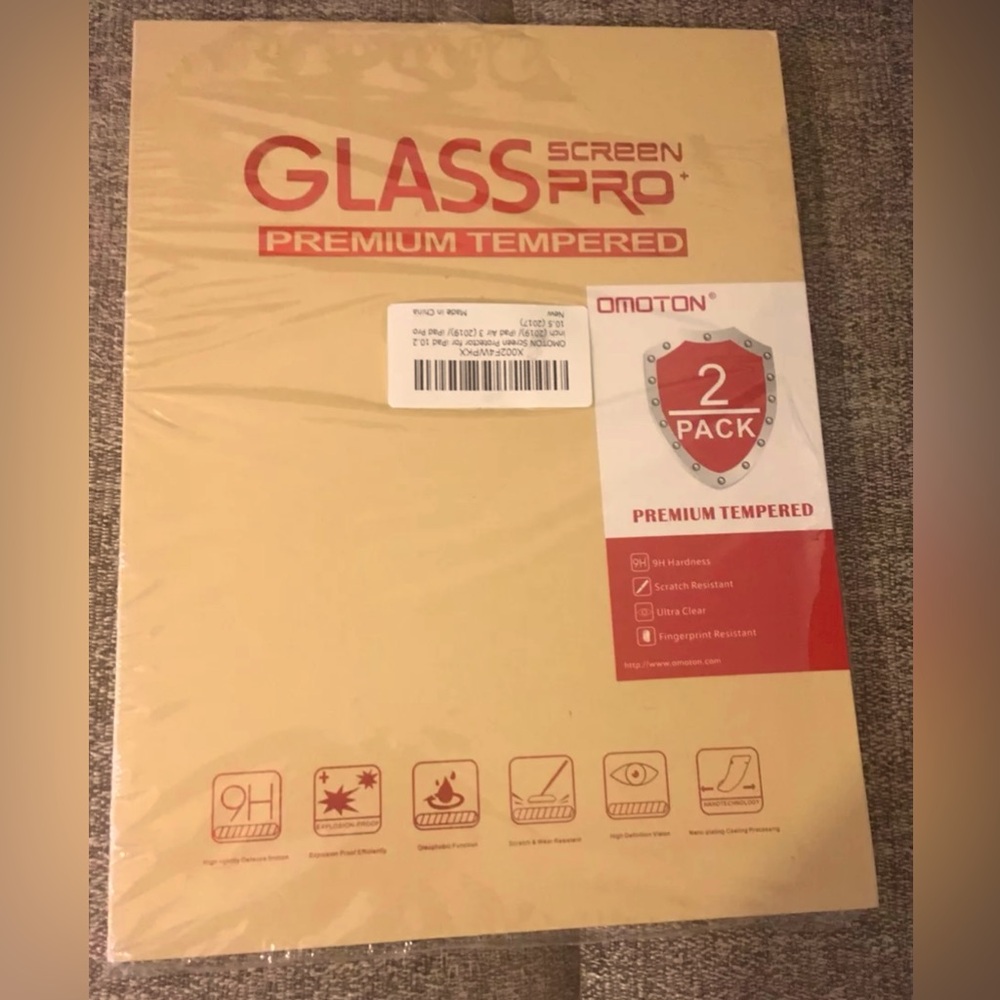 2Pack Omoton Premium Tempered Glass Screen Protector For iPad Air, Pro10.5& 10.2